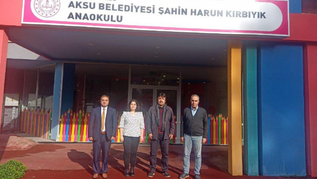 İlçe Milli Eğitim Müdürümüz Yakup Hoplar Ahenk projesi kapsamında Aksu Belediyesi Şahin Harun Kırbıyık Anaokulu Müdürlüğünü ziyaret etti. 